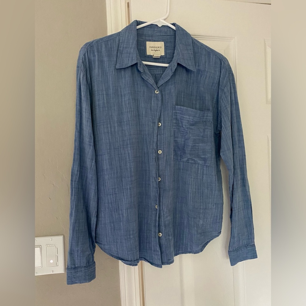 Denim Colored Button Up Top
